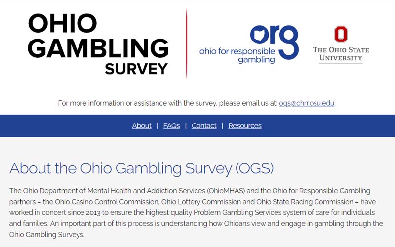 Ohio Gambling Survey website screen shot