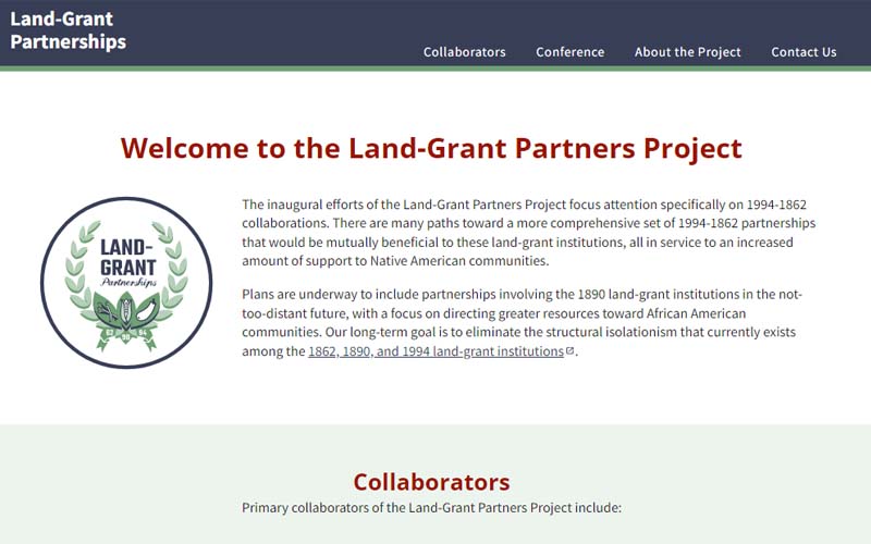 Land-Grant Partnerships website screen shot