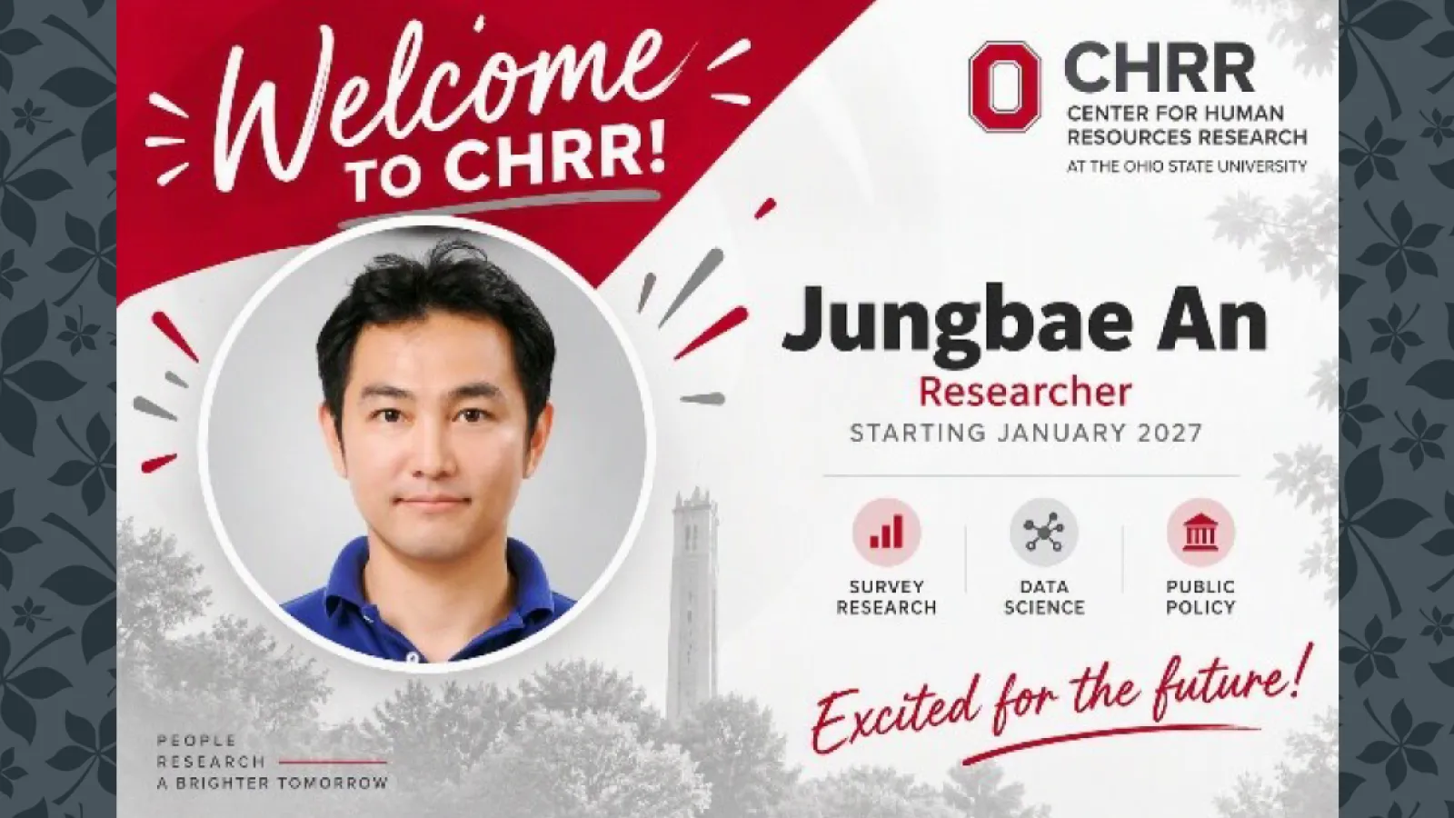 Welcome to CHRR! Jungbae An, researcher, starting January 2027