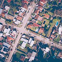 aerial view of a neighborhood to show housing