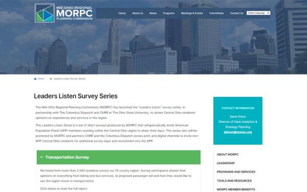 Mid-Ohio Regional Planning Commission (MORPC) website