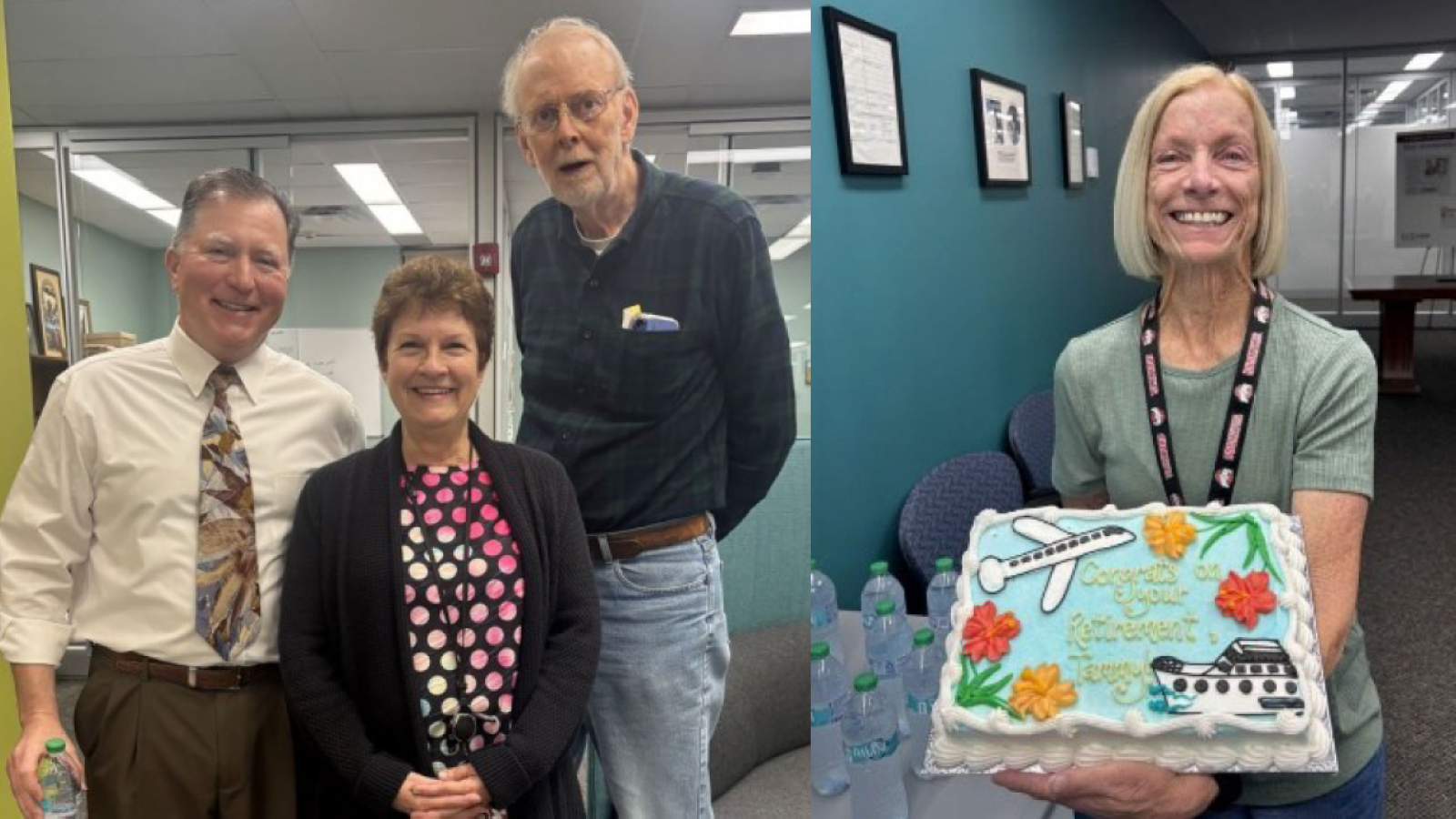 Two image collage: Lori Stevens with Steve Gavazzi and Randy Olsen (left), Tammy Zimmerman (right)